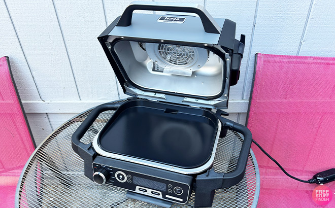 Opened Ninja Woodfire Electric Outdoor Grill