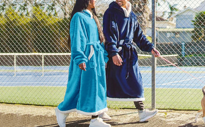 People Wearing Wearable Blanket Hoodies