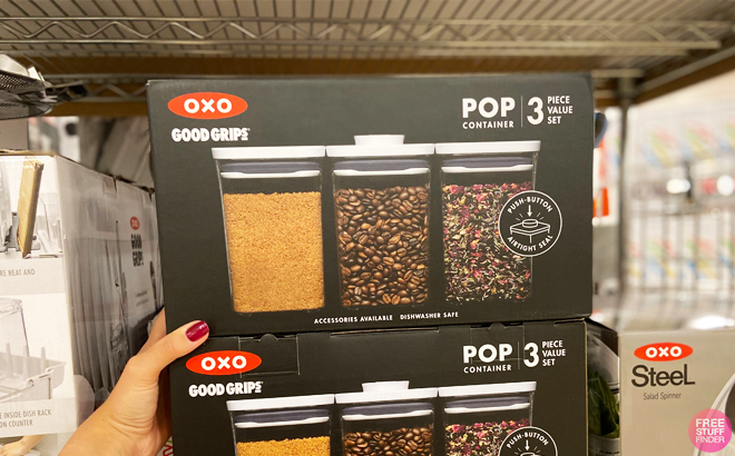 Person Holding Oxo 3 Piece Container Set