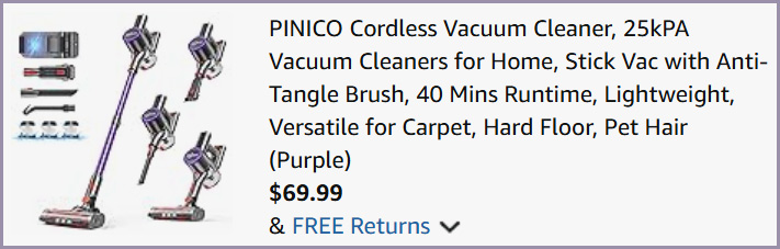 Pinico Cordless Vacuum Cleaner at Checkout