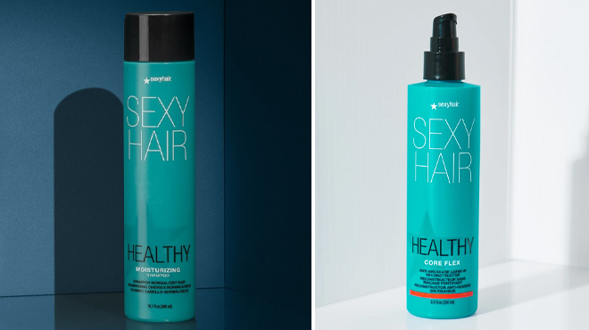 Sexy Hair Healthy Color Safe Moisturizing Shampoo and Healthy Core Flex Anti Breakage Leave In Reconstructor
