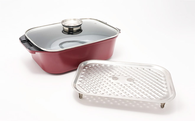 Technique Cast Aluminum Roaster with Basting Knob Glass Lid