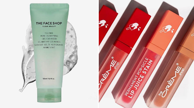 The Face Shop Gel Cleanser and The Creme Shop Lip Juice Stain