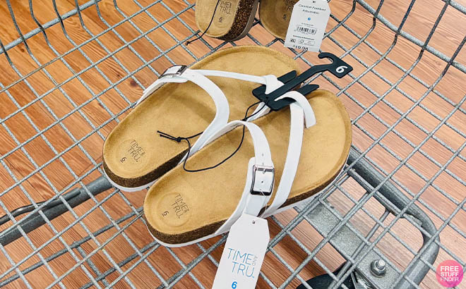 Time and Tru Womens Flat Footbed Sandals in cart