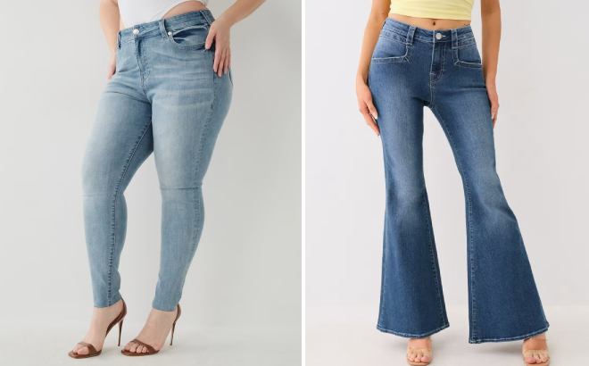 True Religion Jennie Mid Rise Curvy Skinny Jeans and Mid Rise Flare Jeans True Religion Jennie Mid Rise Curvy Skinny Jeans and Mid Rise Flare Jeans