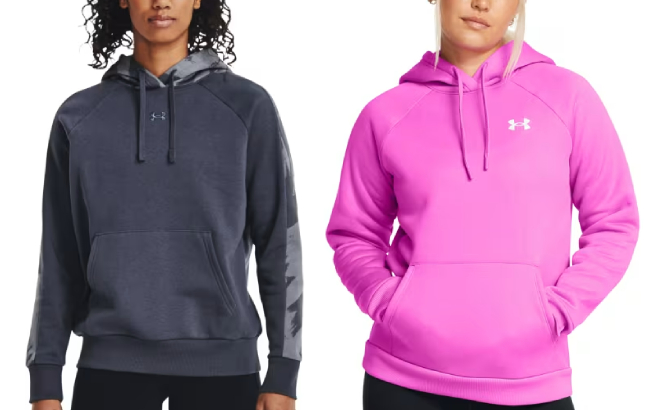 Under Armour Womens Rival Blocked Long Sleeve Hoodie and Fleece Long Sleeve Hoodie