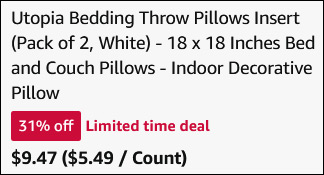 Utopia Bedding Throw Pillows Insert 2 Pack Checkout Screenshot