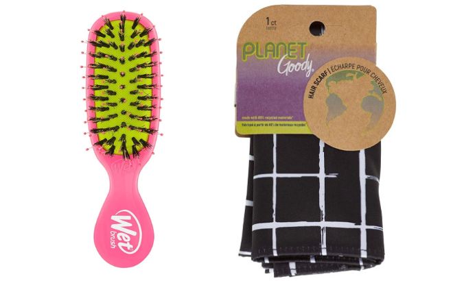 Wet Brush Shine Enhancer Hair Brush and Goody Planet Ouchless Recycled Satin Scarf Wet Brush Shine Enhancer Hair Brush and Goody Planet Ouchless Recycled Satin Scarf