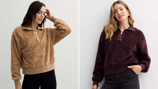 Women wearing Sonoma Womens Cozy Quarter Zip Pullover