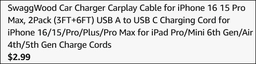 iPhone Charging Cable 2 Pack Checkout Screenshot