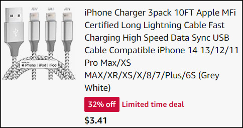 iPhone Charging Cable 3 Pack Checkout