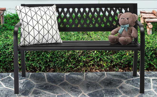 2 Person 47 Inch Metal Outdoor Bench