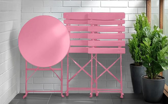 3 Piece Bistro Set in Pink 3 Piece Bistro Set in Pink