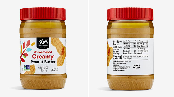 365 by Whole Foods Market Unsweetened Creamy Peanut Butter 365 by Whole Foods Market Unsweetened Creamy Peanut Butter
