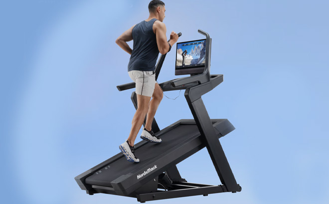 A Person Incline Running on a Treadmill