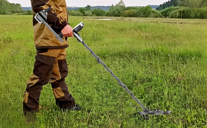 A Person Using an Metal Detector