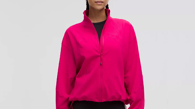 A Woman Wearing Lululemon Luon Define Relaxed Fit Jacket A Woman Wearing Lululemon Luon Define Relaxed Fit Jacket