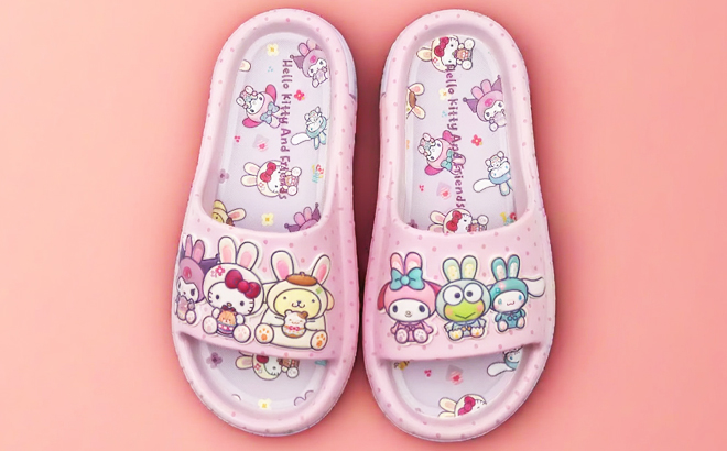 A pair of Hello Kitty Friends Easter Women Slides A pair of Hello Kitty Friends Easter Women Slides