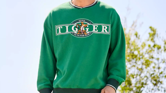 A person wearing a Tigger Pullover Sweatshirt