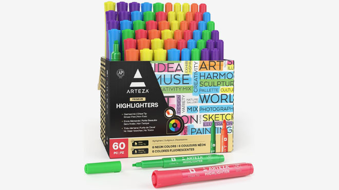 ARTEZA Highlighters Assorted Colors 60 Count ARTEZA Highlighters Assorted Colors 60 Count