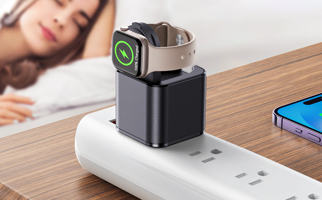 Apple Charging Block with Built in Watch Charger on the Table