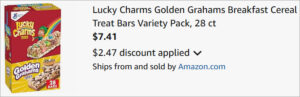 Checkout page of Lucky Charms Golden Grahams 28 Count Cereal Bars Checkout page of Lucky Charms Golden Grahams 28 Count Cereal Bars