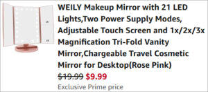 Checkout page of Weily Tri Fold Lighted Vanity Mirror Checkout page of Weily Tri Fold Lighted Vanity Mirror