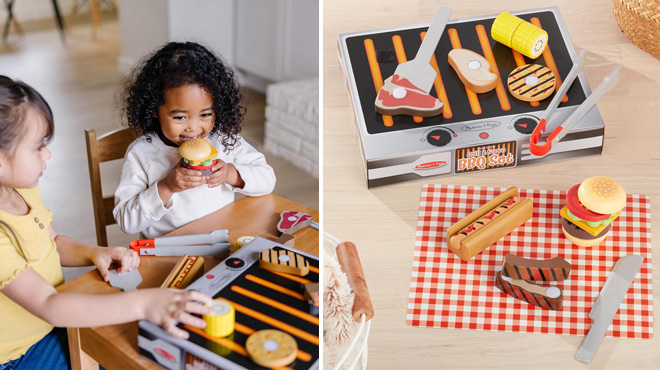 Children Playing with Melissa Doug Grill and Serve BBQ Set Children Playing with Melissa Doug Grill and Serve BBQ Set