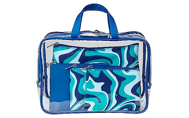 Conair 5 Piece Toiletry Cosmetic Bag Blue Set