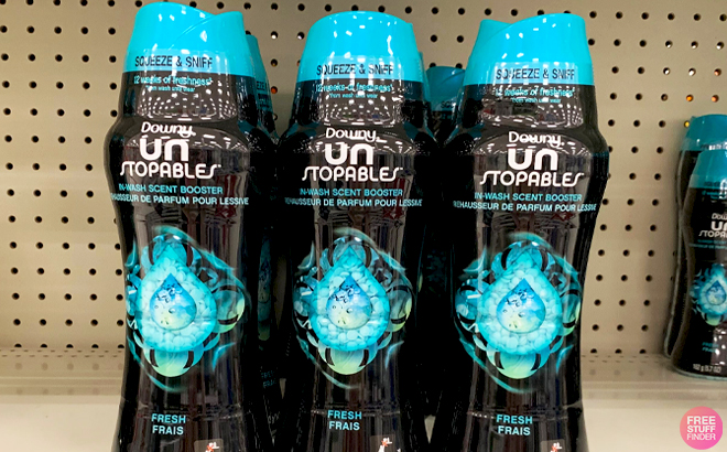 Downy Unstopables Fresh Laundry Scent Beads Bottles on a Shelf