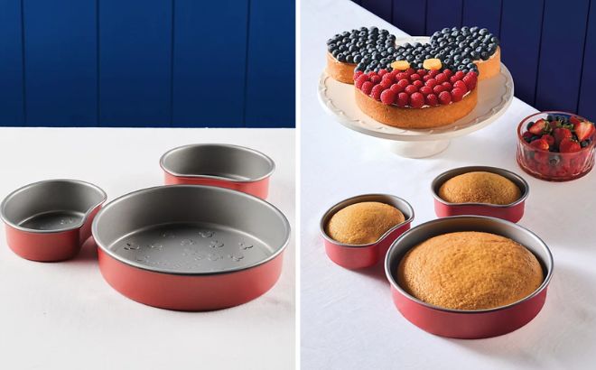 Farberware Bake with Mickey Mouse 3 Piece Nonstick Cake Pan Set