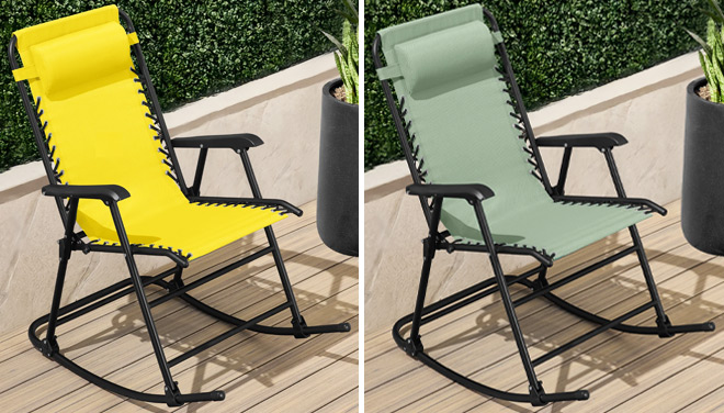 Folding Outdoor Zero Gravity Rocking Lounge Chair