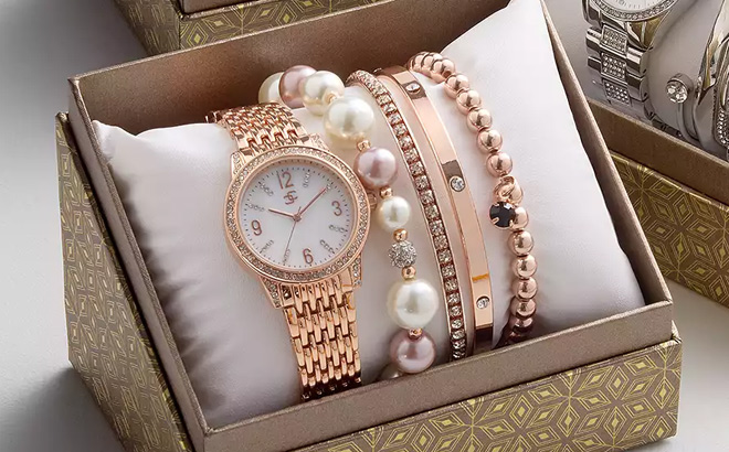 Folio Womens Rose Gold Stackable Watch Set