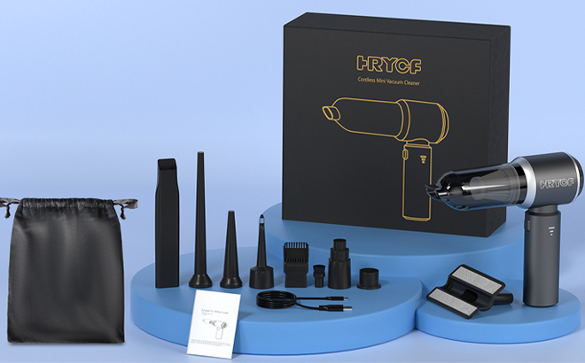 HRYCF Mini Portable Cordless Vacuum with Attachments