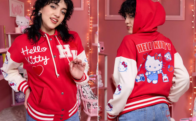 Hello Kitty Patch Girls Varsity Jackets Hello Kitty Patch Girls Varsity Jackets