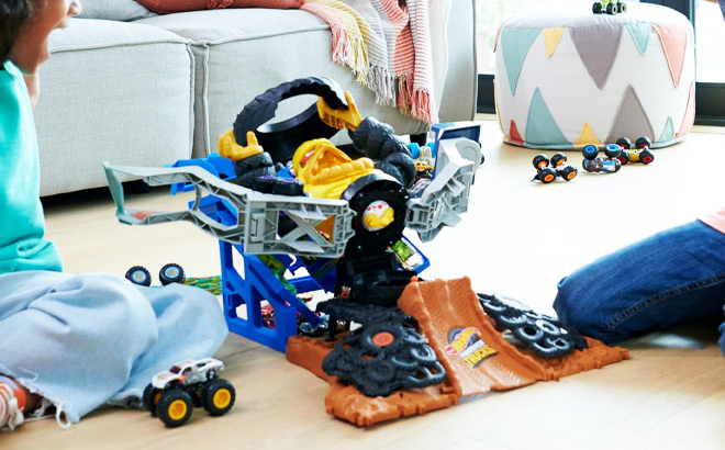 Kids Playing with Hot Wheels Monster Truck Kids Playing with Hot Wheels Monster Truck