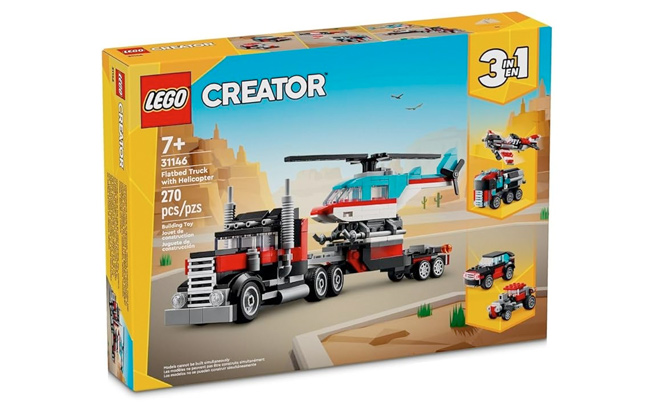 LEGO Creator 3 in 1 Flatbed Truck with Helicopter Toy