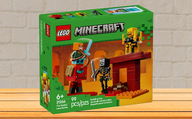 LEGO Minecraft The Nether Lava Battle Toy and Playset on the Table