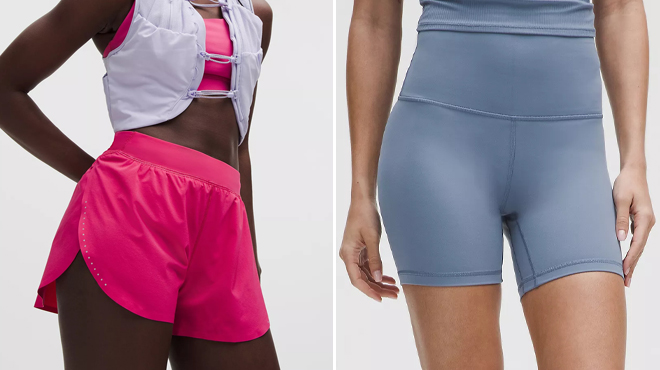 Lululemon Fast and Free 3 Inch High Rise Classic Fit Split Shorts and Lululemon Align 6 Inch High Rise Shorts
