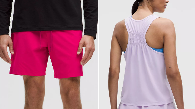 Lululemon Zeroed In Mens Linerless Shorts and Lululemon Ruched Racerback Tank Top