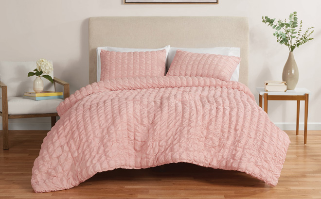 Mainstays 3 Piece Seersucker Comforter Set in Pink Blush Mainstays 3 Piece Seersucker Comforter Set in Pink Blush