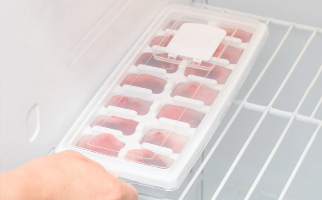 Mainstays Plastic Ice Cube Tray with 14 Ice Cube Molds and Removable Lid Mainstays Plastic Ice Cube Tray with 14 Ice Cube Molds and Removable Lid