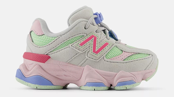 New Balance 9060 Toddler Shoes in Grey Matter with Dragon Berry