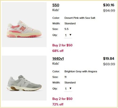 New Balance Kids Styles Checkout Summary New Balance Kids Styles Checkout Summary