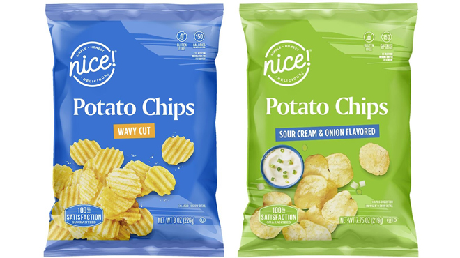 Nice Potato Chips Wavy Cut and Nice Sour Cream Onion Chips Nice Potato Chips Wavy Cut and Nice Sour Cream Onion Chips