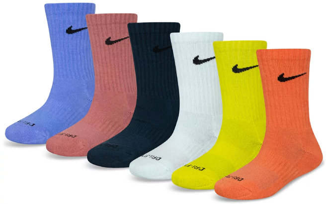 Nike Little Kids 6 Pack Performance Crew Socks Nike Little Kids 6 Pack Performance Crew Socks