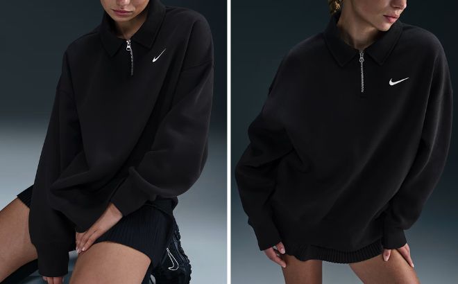 Nike Sportswear Phoenix Fleece Womens Oversized Zip Polo Nike Sportswear Phoenix Fleece Womens Oversized Zip Polo
