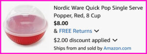 Nordic Ware Single Serve Popcorn Popper Checkout Screen