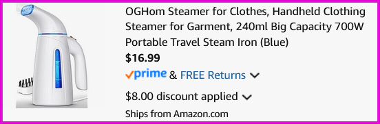 OGHom Clothes Steamer Checkout Screen