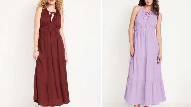 Old Navy Fit & Flare Crinkle Gauze Maxi Dress